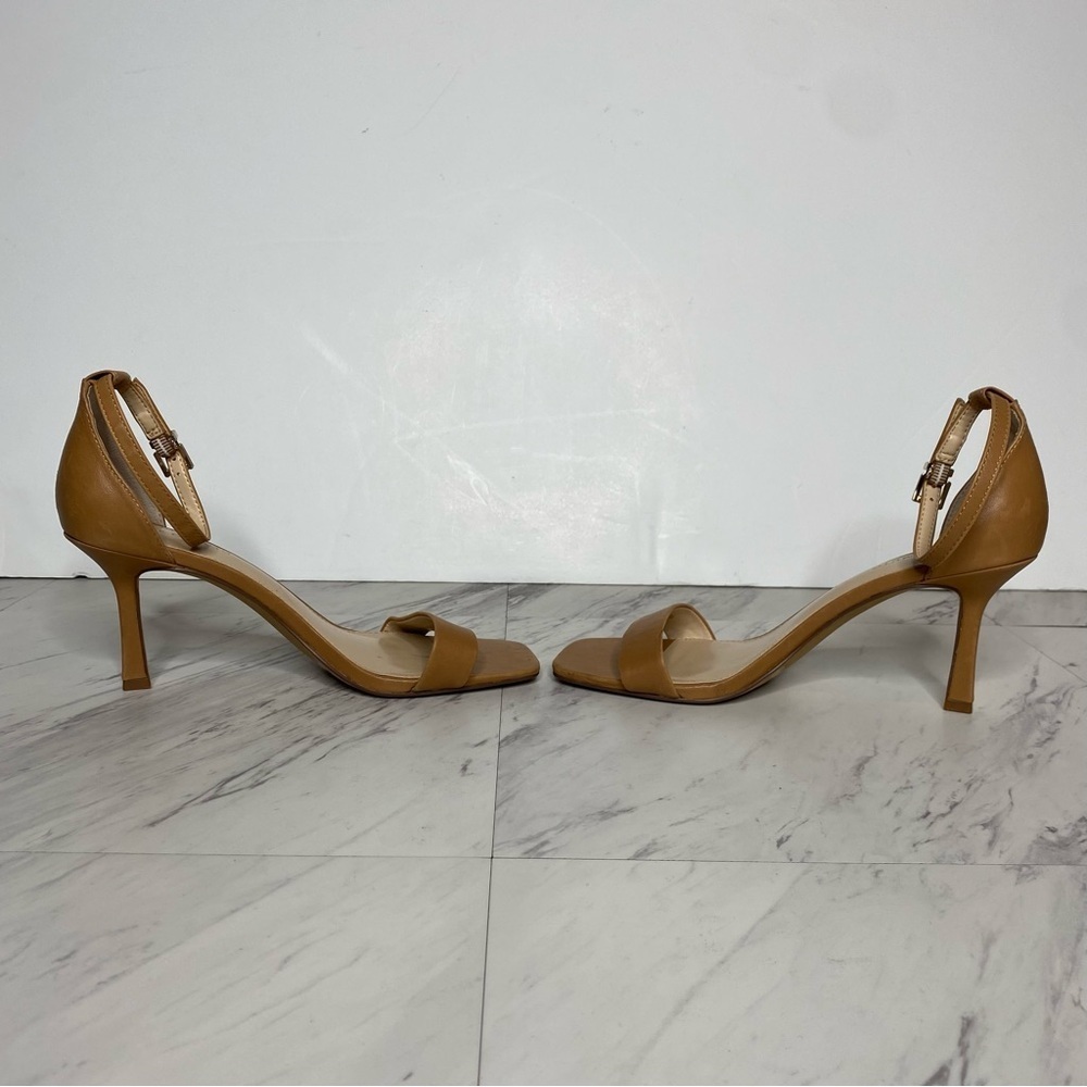 Vince Camuto Enella Square Toe Brown Leather Heel Sandal 7 1/2 M - Picture 5 of 12